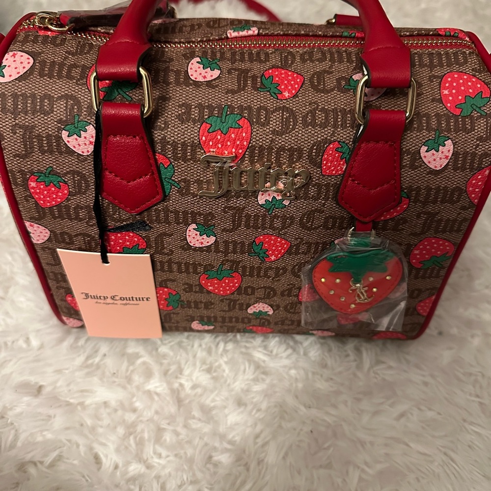 Juicy Couture Strawberry Barrel Bag with Monogram Print - Picture 7 of 7